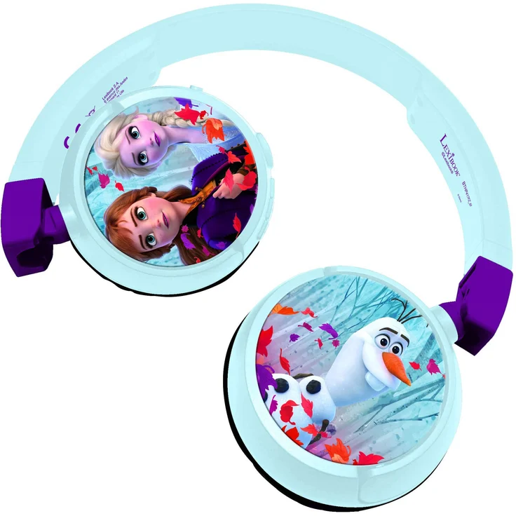 Lexibook HPBT010FZ Frozen 2-in-1-Bluetooth-Kopfhörer für Kinder-Disney ELSA Anna Olaf-Stereo Wireless Wired, Kindersicher für Jungen Mädchen, faltbar, verstellbar, blau-lila – Bild 1