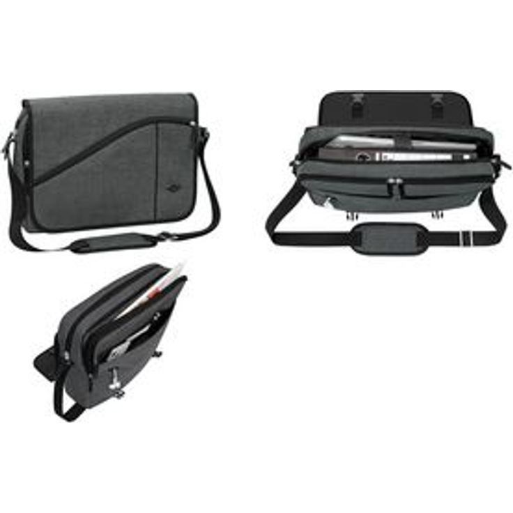 WEDO Laptop-Umhängetasche Messenger Bag COLLEGE, grau aus Polyester, Leinenstruktur, Laptopfach für Laptops - 1 Stück (59 353012)