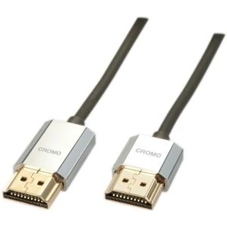LINDY 41676''CROMO Slim HDMI High Speed A-A Kabel 4,5m mit Ethernet Silber-Gold