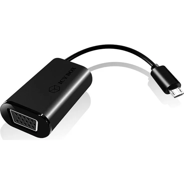 Icy Box IB-AC518 SlimPort zu VGA Adapter (Auflösung bis 1920x1080 - 60 Hz) mit Ladefunktion für Smartphone-Tablet (schwarz)