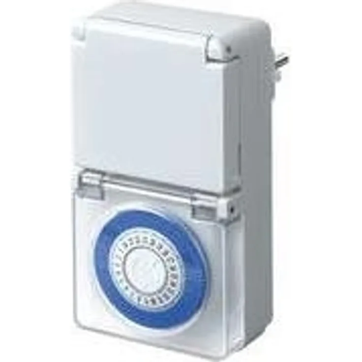 Brennenstuhl Zeitschaltuhr MMZ 44, mechanische Timer-Steckdose (Tages-Zeitschaltuhr, IP44 geschützt, mit erhöhtem Berührungsschutz & Schutzabdeckung) weiß