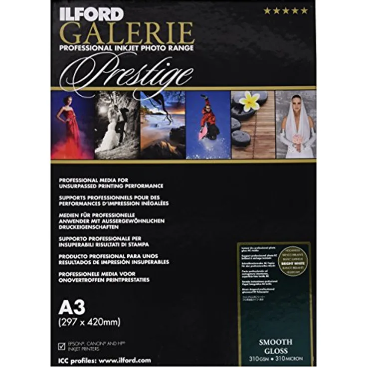 ILFORD GALERIE Smooth Gloss 310gsm A3 - 297mm x 420mm 25 Blatt