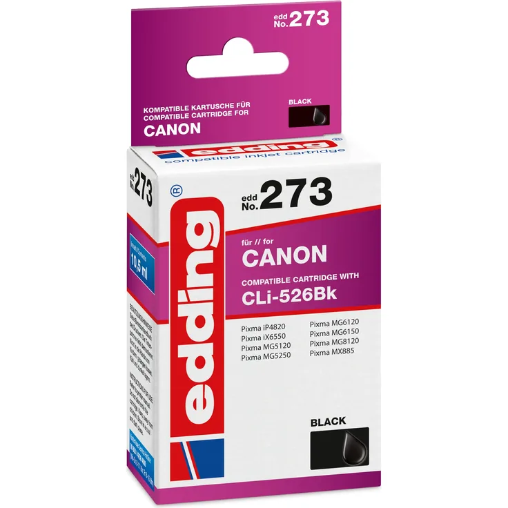 edding Tintenpatrone EDD-273 ersetzt Canon CLI-526BK - Schwarz - 10,5ml