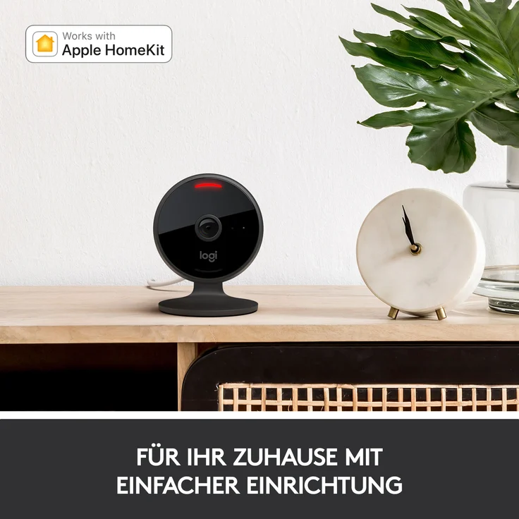 Logitech Circle View Camera, wetterfeste kabelgebundene Überwachungskamera für zu Hause, 180° Weitwinkel, 1080p HD, Nachtsicht, 2-Wege-Audio, Verschlüsselung und Apple HomeKit Secure Video, Schwarz (961-000490) – Bild 2
