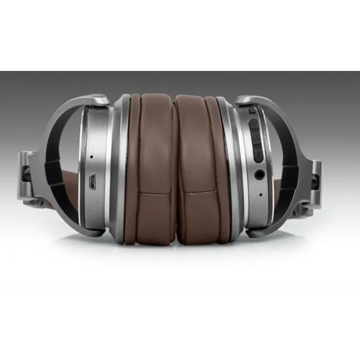 Muse M-278 BT Bluetooth Kopfhörer Over Ear, kabellose Wiedergabe bis zu 12 Stunden, faltbar, integriertes Headset, grau-braun – Bild 3