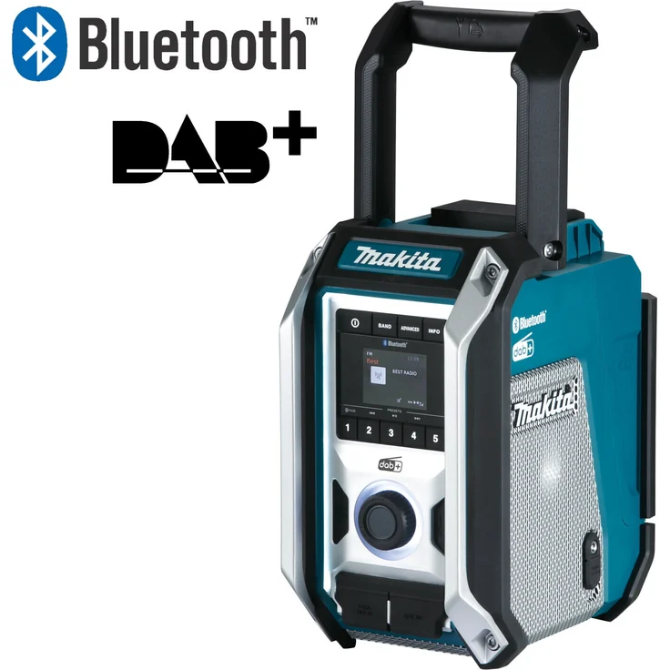 Makita DMR115 ohne Akku, inkl. Bluetooth, Netzteil Baustellenradio mit Bluetooth, geeignet für Outdoor, spritzwassergeschützt, blau – Bild 4