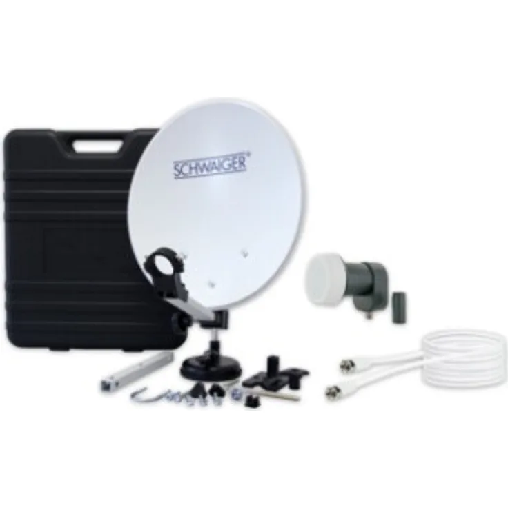 Schwaiger mobiles Camping SAT Set Satellitenanlage im Koffer 35 cm Single LNB