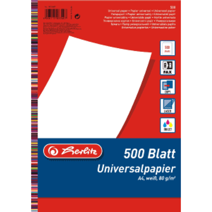 Herlitz Kopierpapier A4 80g/qm weiß VE=500 Blatt
