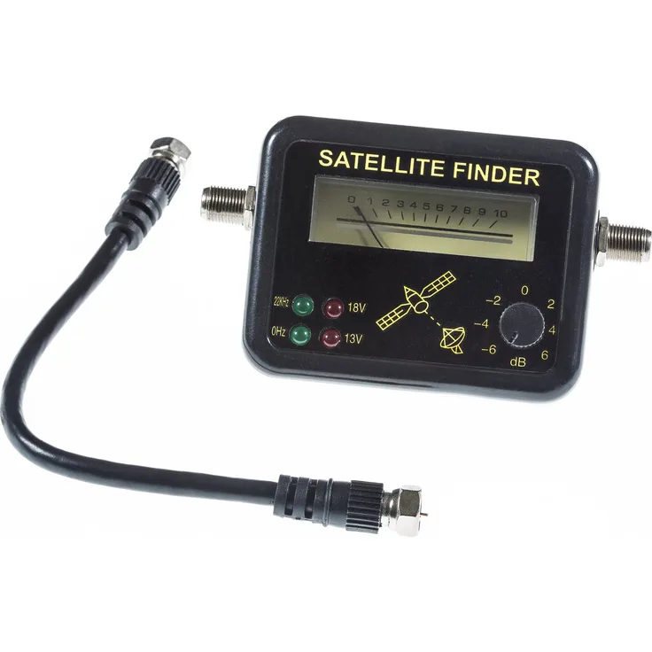 Poppstar 1x Satfinder Messgerät (max. 100mA, 2x F-Buchse), Satellitenmessgerät für exakte Justierung von Satellitenanlagen, Satellitenfinder inkl. 17 cm Koaxialkabel