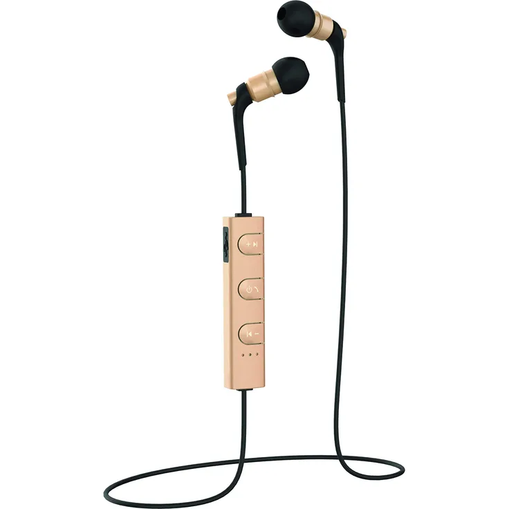 Hype Alloy Pro Kabelloser Sport Bluetooth In Ear Kopfhörer mit Mikrofon, Freisprecheinrichtung und bis zu 4 Stunden Spielzeit in Gold-Metallic