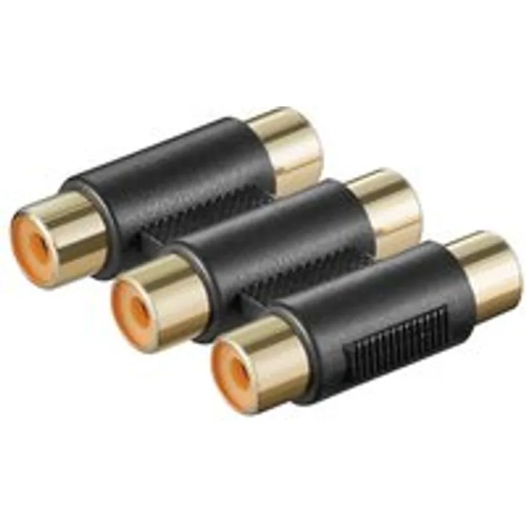 Cinch Adapter Audio / Video, vergoldet, 3-fach, 3x Cinch Buchse / 3x Cinch Buchse