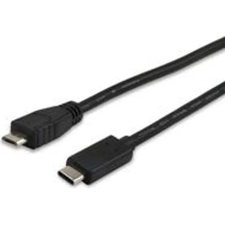 Equip - USB-Kabel - Micro-USB Typ B (M) bis USB-C (M) - USB 2.0 - 3 A - 1 m - geformt - Schwarz