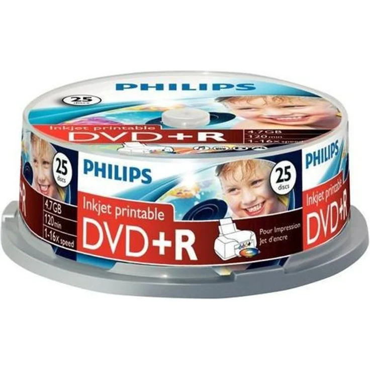 Philips DVD+R Rohlinge (4.7 GB Data- 120 Minuten Video, 16x High Speed Aufnahme, 25er Spindel) - Preisvergleich – Bild 1