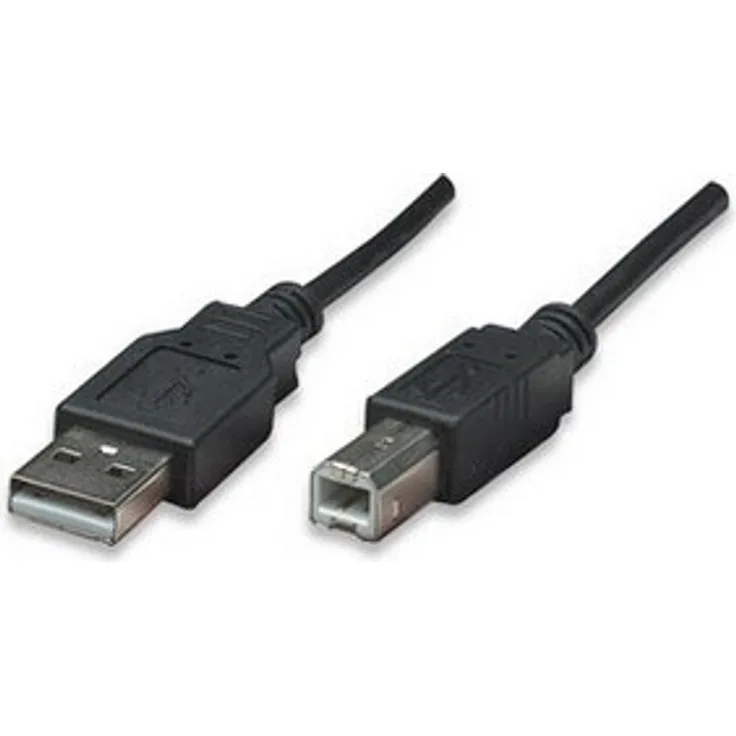 Manhattan usb kabel a - b st/st 5.00m schwarz (337779)