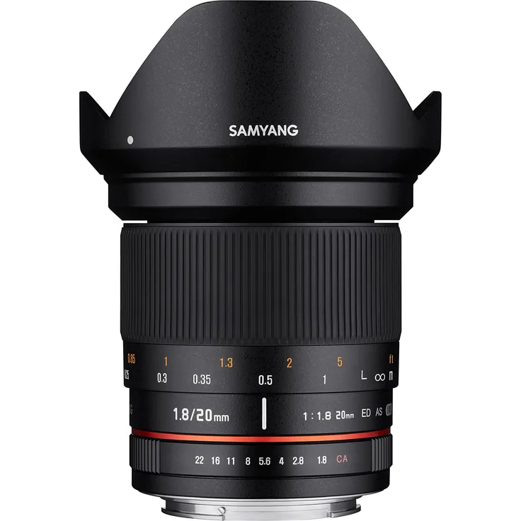 SAMYANG 1113502101 20mm F1.8 ED AS UMC Objektiv für Anschluss Canon M schwarz