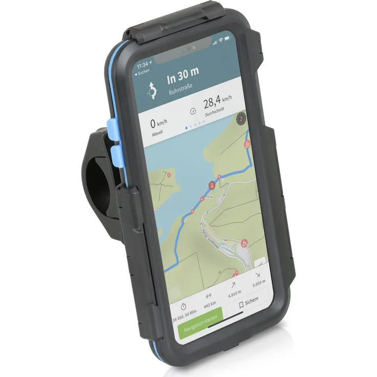 Wicked Chili Tour Case kompatibel mit Apple iPhone XS Max passgenaues Case mit Fahrrad Lenkerhalterung für Navigation (Schutz vor Regen, Ladekabelanschluss) schwarz