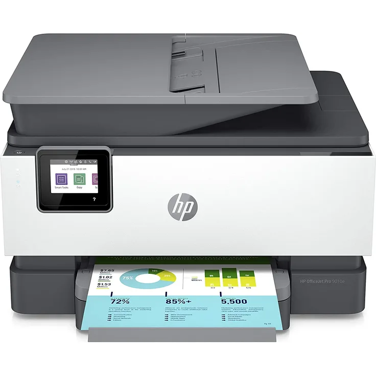 HP OfficeJet Pro 9010e Multifunktionsdrucker (HP+, A4, Drucker, Scanner, Kopierer, Fax, WLAN, LAN, Duplex, Airprint, mit 6 Probemonaten HP Instant Ink Inklusive) Grau, Weiß