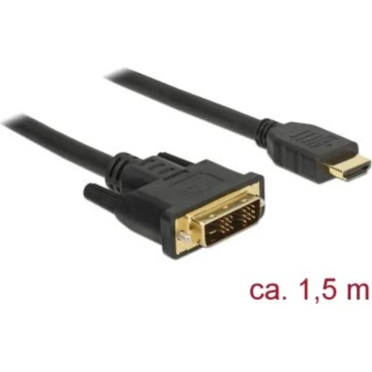 DeLOCK - Videokabel - HDMI / DVI - DVI-D (M) bis HDMI (M) - 1,5m - Dreifachisolierung - Schwarz (85583)