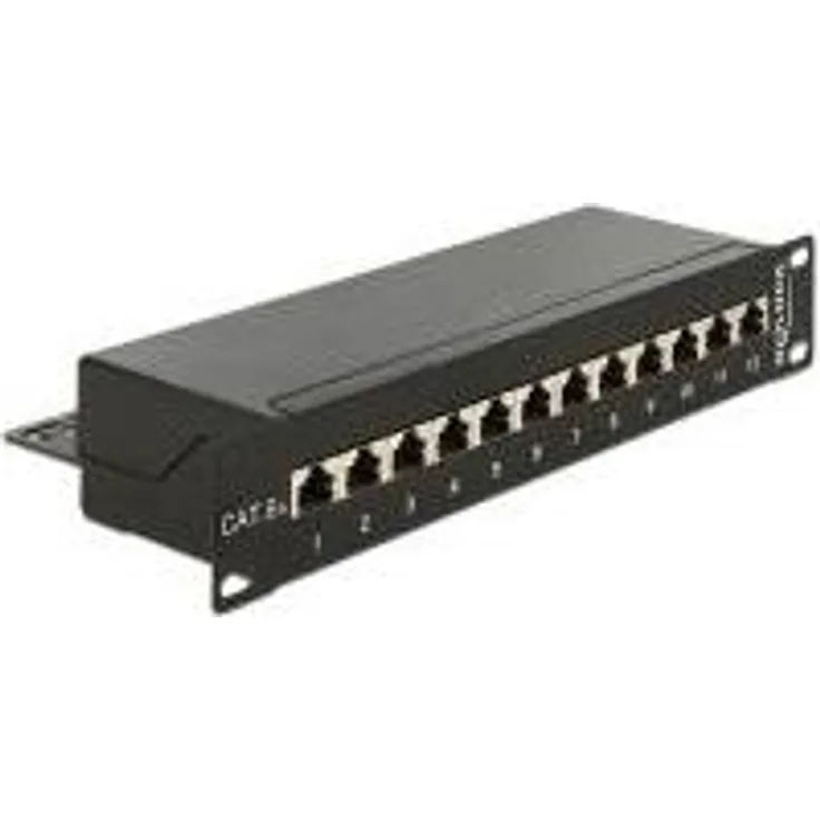 DeLOCK - Patch Panel - RJ-45 X 12 - Jet Black, RAL 9005 - 1U - 25,4 cm (10 Zoll) (43310)