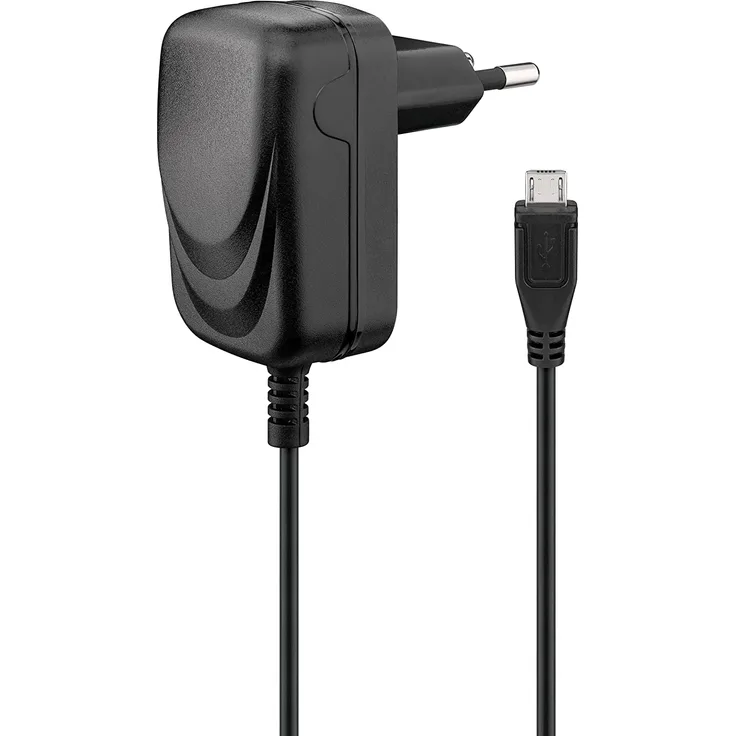 Goobay Micro USB-Ladegerät 1 A, Schwarz, 1.5 m - Netzteil für viele Kleingeräte mit Micro-USB Anschluss wie z.B. Smartphones (49529)