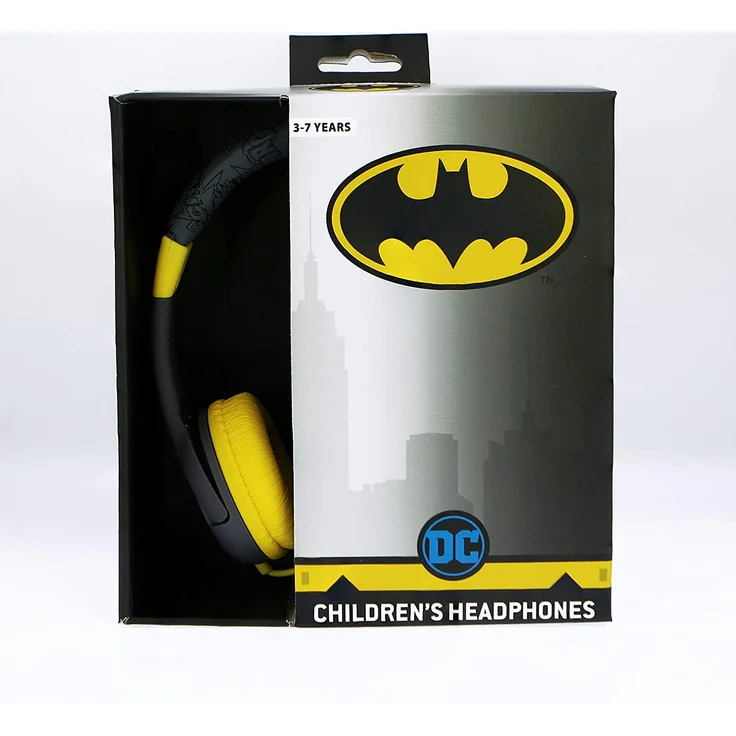 OTL Batman Caped Crusador Junior On-Ear-Kopfhörer, geeignet für Kinder, grau, gelb – Bild 3