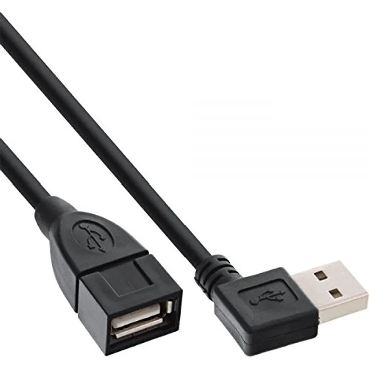 INLINE Smart - USB-Verlängerungskabel - USB (M) gewinkelt bis USB (W) - USB 2.0 - 2 m - Schwarz