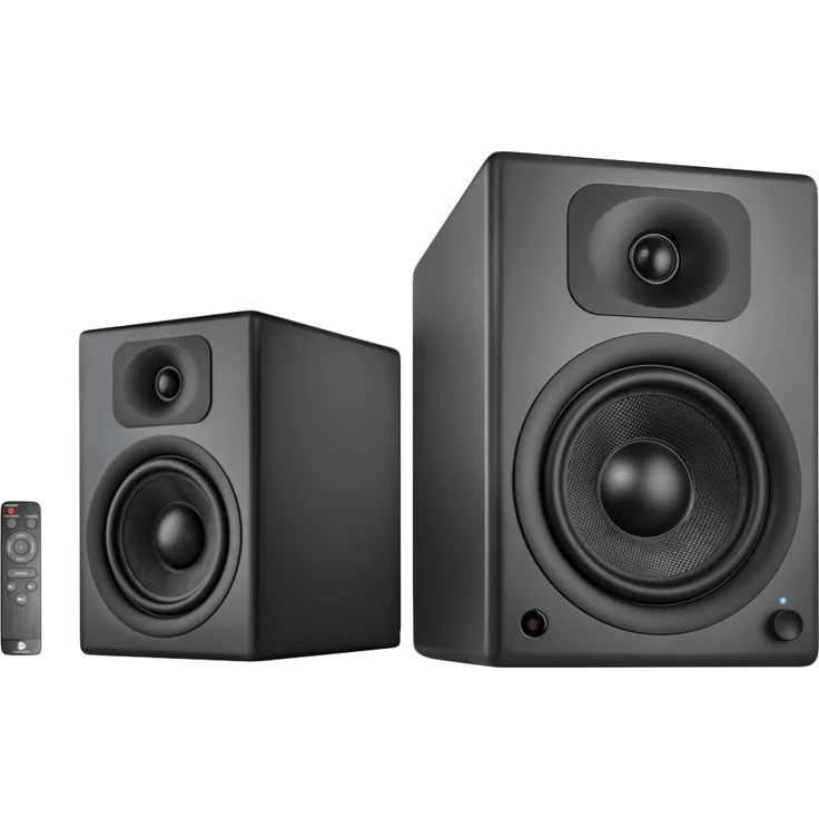 wavemaster TWO PRO stone gray Regallautsprecher-System (110 Watt) mit Bluetooth-Streaming, digitalen Anschlüssen und IR-Fernbedienung Aktiv-Boxen Nutzung für TV-Tablet-Smartphone, dunkelgrau (66352) Regallautsprecher - 110 Watt - schwarz – Bild 1