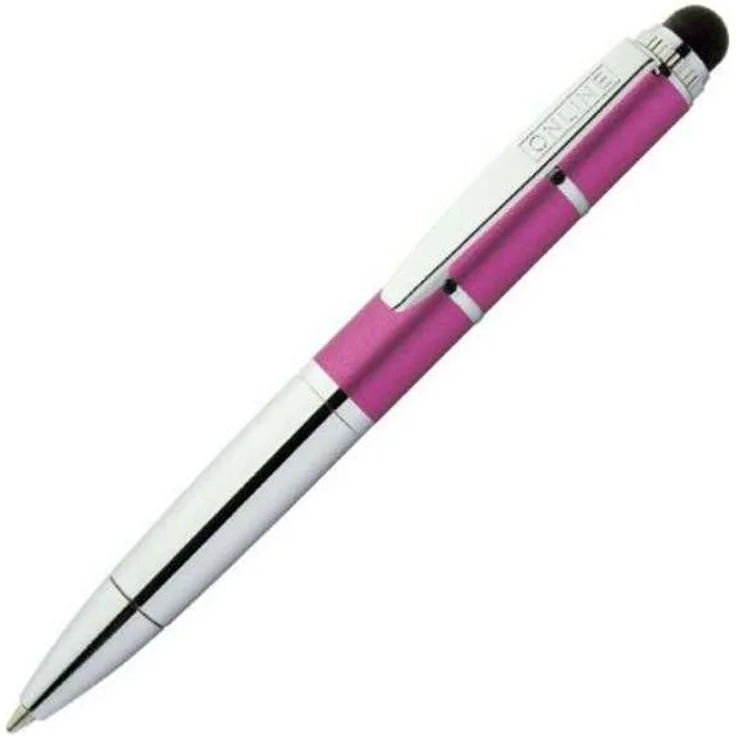 ONLINE 33661-3D - Drehkugelschreiber Piccolo Stylus Metallic Pink, mit Metallclip, D1-Standardmine, blauschreibend, Stylus Tip für Touchscreens