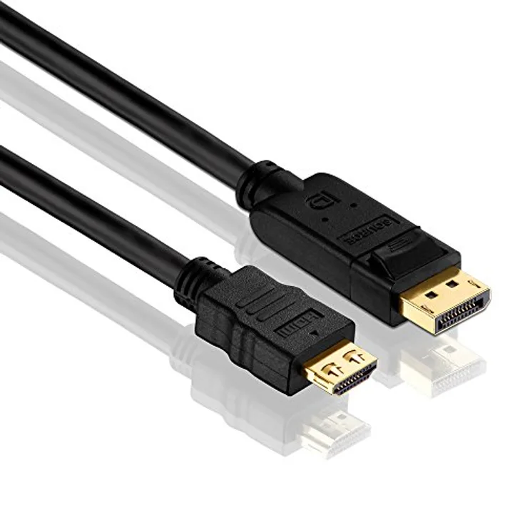 PureLink PI5100-050 DisplayPort auf HDMI Adapterkabel (2K FullHD (1080p), Ethernet), DisplayPort Stecker (20pin) auf HDMI-A Stecker (19pin), zertifiziert, 5,00m, schwarz