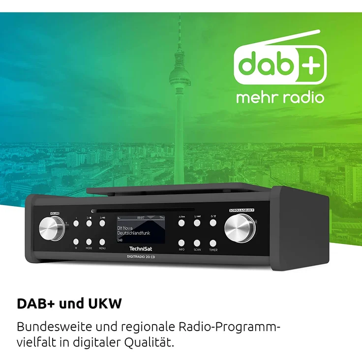 TechniSat DIGITRADIO 20 CD CD-Radio mit Wecker, OLED-Display, geeignet für Küche, schwarz – Bild 7