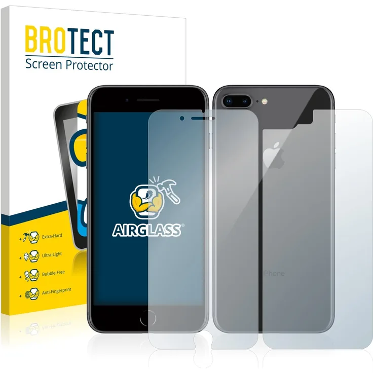 BROTECT AirGlass Flexible Glasfolie für Apple iPhone 8 Plus (Vorder + Rückseite) Panzerglasfolie Schutzfolie Glas Folie – Klar, Extrahart