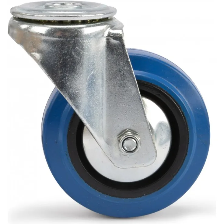 Riggatec Lenkrolle mit runder Montageplatte 100mm BLUE WHEEL