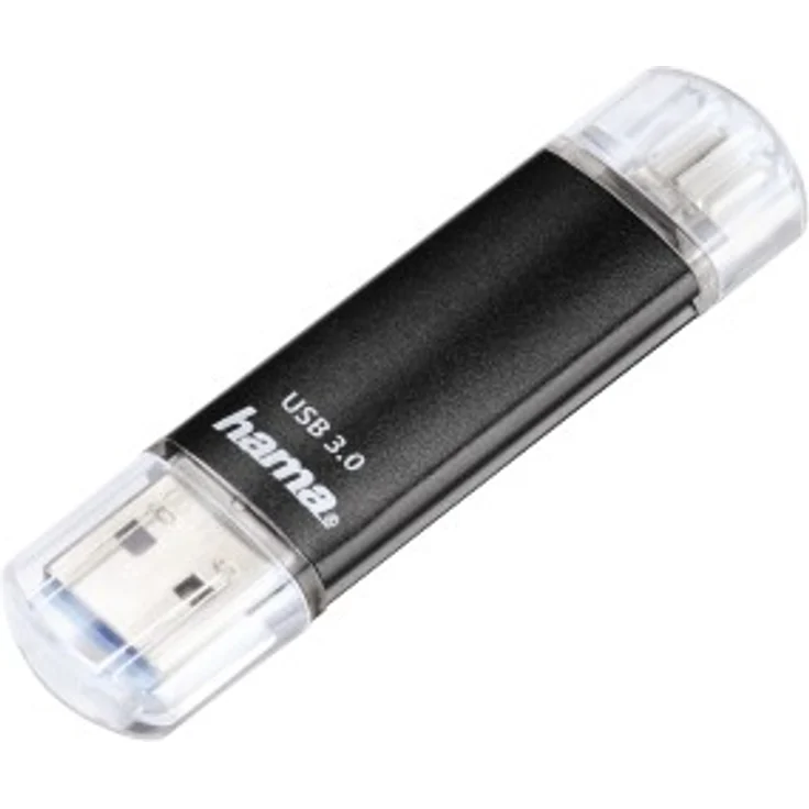 Hama 128GB USB-Speicherstick mit USB 3.0 und microUSB (2-in-1 USB-Stick, z.B. für Android Handy, Tablet, Computer, Notebook, PC, Laptop, MacBook, OTG, 40MB-s) Handy-Stick, Doppel Memory-Stick schwarz – Bild 1