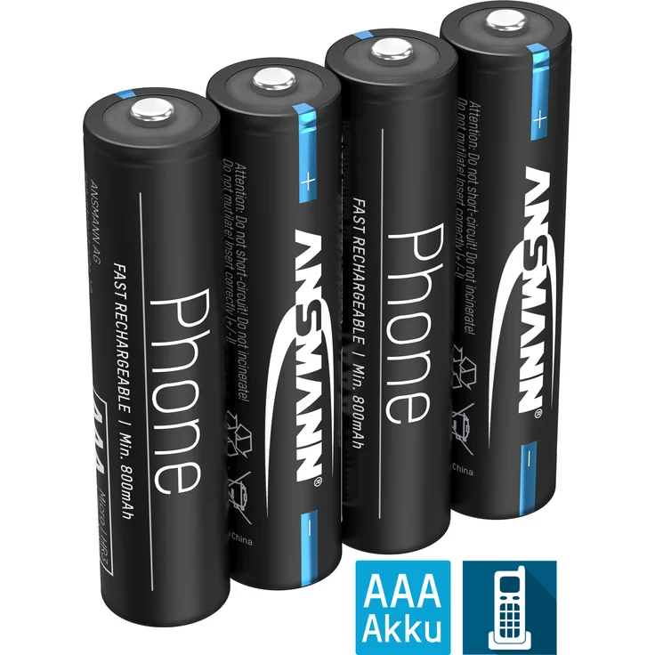 ANSMANN Telefon Akku AAA 800mAh NiMH 1,2V - DECT Akku wiederaufladbar (4 Stück) – Bild 1