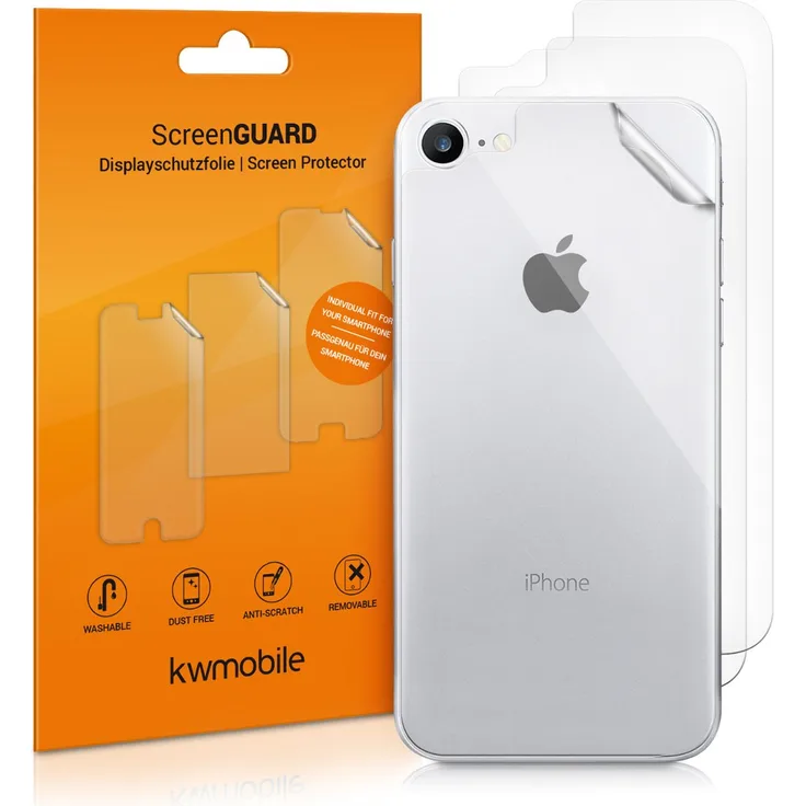 3x kwmobile Schutzfolie Rückseite für Apple iPhone 8
