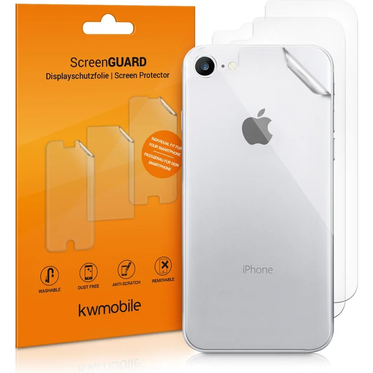 3x kwmobile Schutzfolie Rückseite für Apple iPhone 8