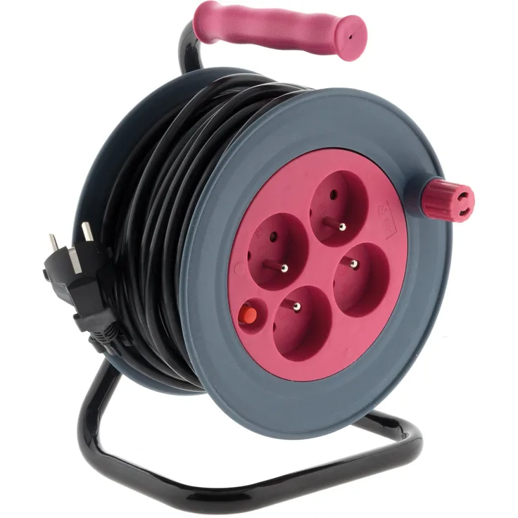 Enrouleur ménager 15m 3G1 mm² - Rose