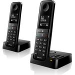 Philips D4752B-01 DECT Schnurlostelefon mit Anrufbeantworter, 2 Mobilteile