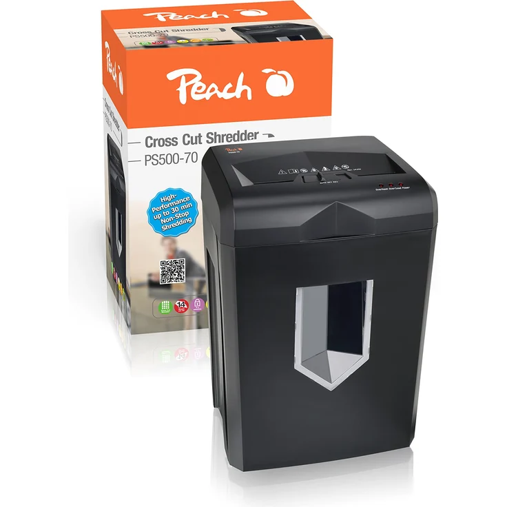 Peach PS500-70 Partikelschnitt Aktenvernichter, 16 Blatt, 18 Liter, 5 x 32 mm (P-4), Kreditkarten, sehr Leise, Dauerbetrieb 30 min-über 2000 Blatt, Testsieger, Dsgvo 2018, 18 L Korb 200 Seiten - Preisvergleich – Bild 1