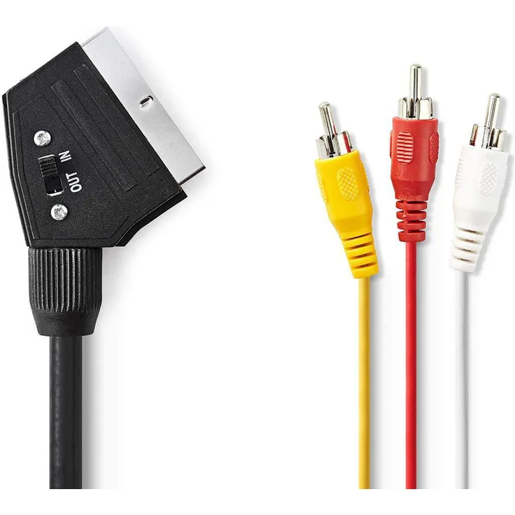 Schaltbares SCART-Kabel | SCART-Stecker - 3X Cinch-Stecker | 2,0 m | Schwarz
