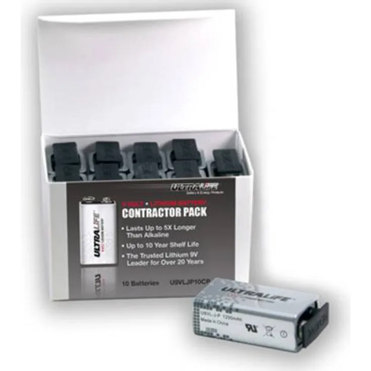 Ultralife 9V Block-Batterie Lithium U9VL-J-P 6LR61 1200 mAh 9V 10St.