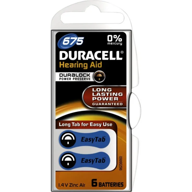 Duracell Hörgerätebatterien Größe 675, 6er Pack