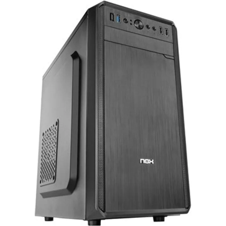 NOX lite030 Midi-Tower schwarz 500 W PC-Gehäuse PC-Gehäuse (Midi-Tower, PC, Kunststoff, SPCC, Micro-ATX, Mini-ITX, Schwarz, Haus-Büro)