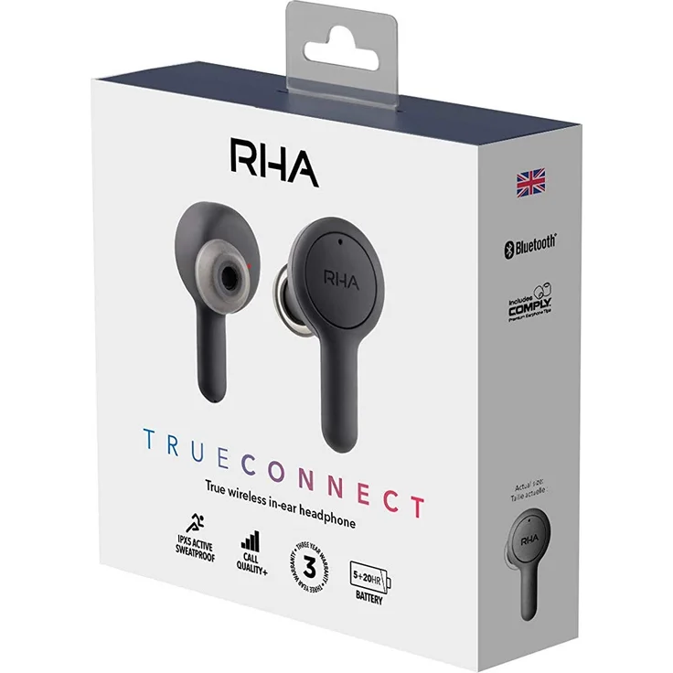 RHA TrueConnect - Kohlenschwarz: Wahre drahtlose Ohrhörer mit Bluetooth 5 und Schweißschutz für sportliche Aktivitäten – Bild 6