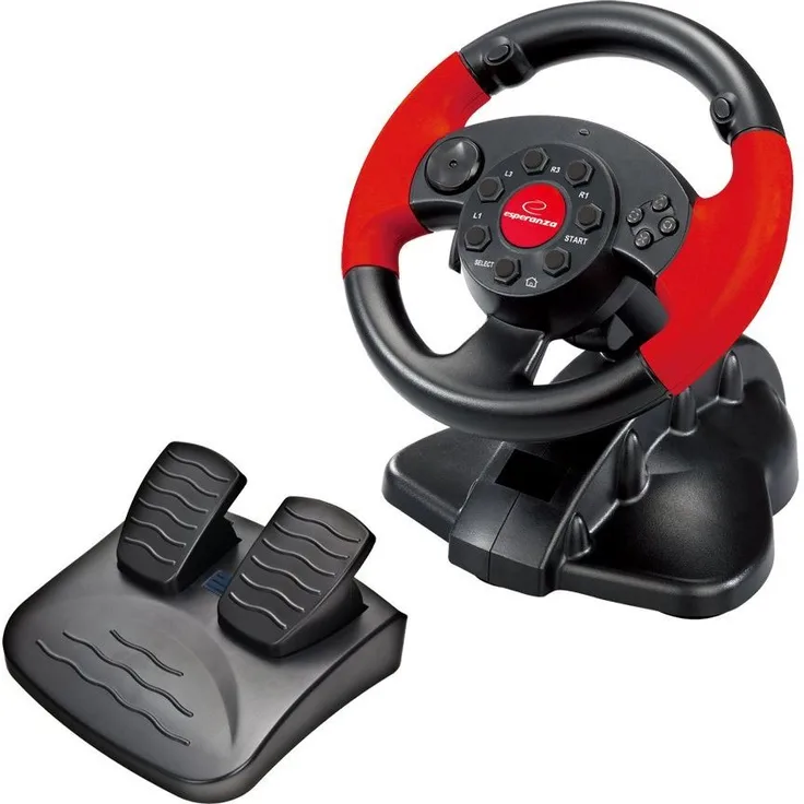 Esperanza EG103 Gaming Lenkrad PC-PSX-PS2-PS3 USB High Octane Schwarz-Rot