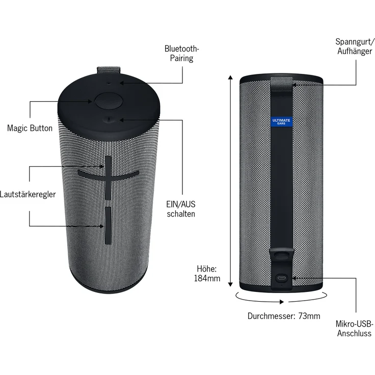 Ultimate Ears Boom 3 Bluetooth-Lautsprecher mit Radio, Webradio, wasserdicht, Grau – Bild 9