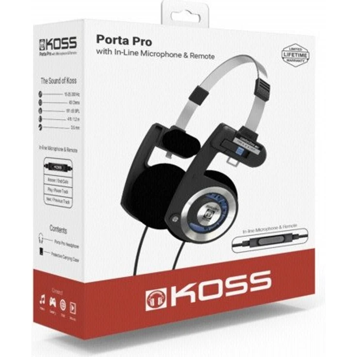 Koss Porta PRO MIC On-Ear-Kopfhörer, mit Mikrofon, schwarz – Bild 1
