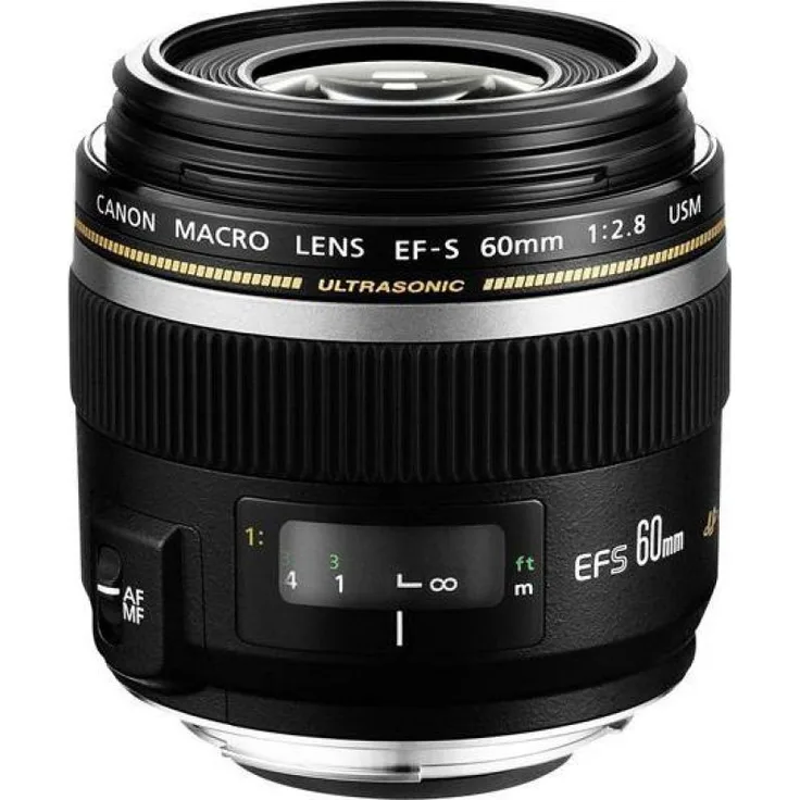 Canon Objektiv EF-S 60mm F2.8 Makro USM für EOS (Festbrennweite, 52mm Filtergewinde, Autofokus) schwarz