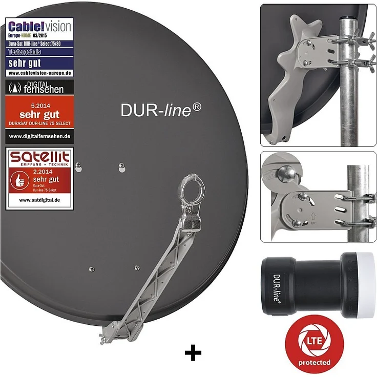 DUR-line Select 75/80cm Komplettanlage anthrazit + Single LNB – Bild 1