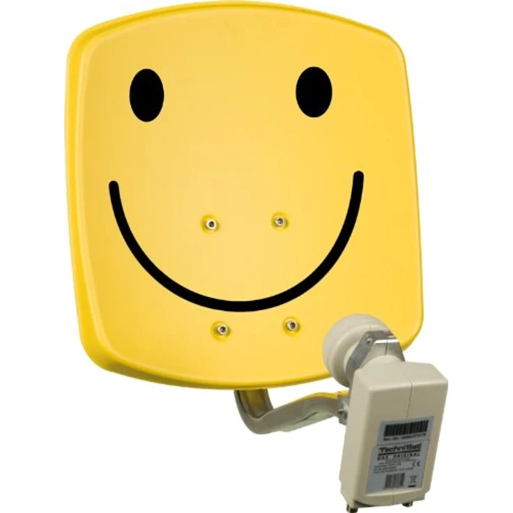 TechniSat DIGIDISH 33 – Satelliten-Schüssel für 2 Teilnehmer (33 cm kleine Sat Anlage - Komplettset mit Wandhalterung und Universal Twin-LNB) smiley-gelb – Bild 1